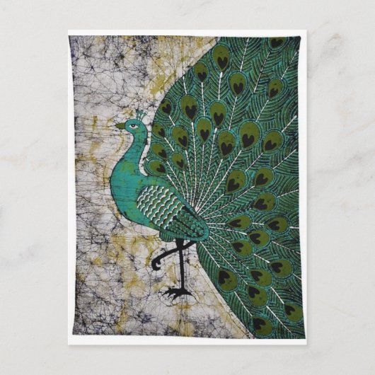PEACOCK ONTWERP BATIK ART. BRIEFKAART (Voorkant)