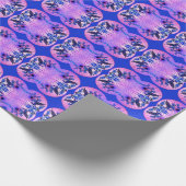 Peacock oosterse parasol japans roze blauw cadeaupapier (Hoek)