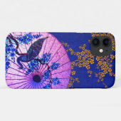 Peacock oosterse parasol kersenbloesem blauw roze Case-Mate iPhone case (Achterkant (horizontaal))