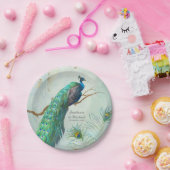 Peacock op boomtak Elegant Gold Leaf Kijk Papieren Bordje (Feest)