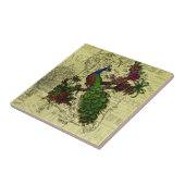 Peacock op Branch Apparel en Gifts Tegeltje (Zijkant)