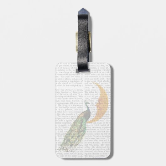 Peacock op de maan bagagelabel (Achterkant verticaal)