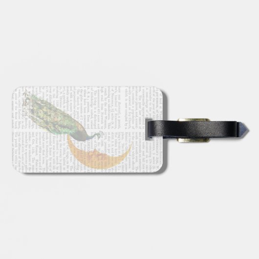 Peacock op de maan bagagelabel (Achterkant horizontaal)