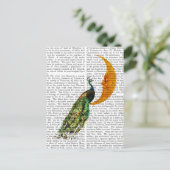 Peacock op de maan briefkaart (Staand voorkant)