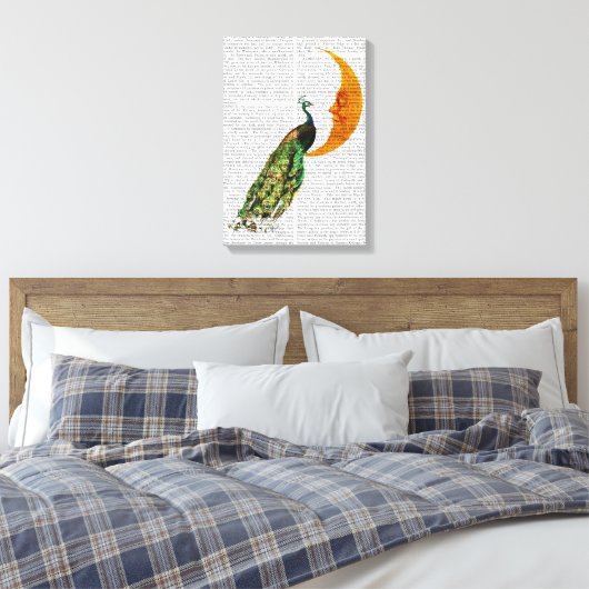 Peacock op de maan canvas afdruk (Insitu (Slaapkamer))