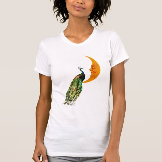 Peacock op de maan t-shirt (Voorkant)