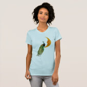 Peacock op de maan t-shirt (Voorkant volledig)