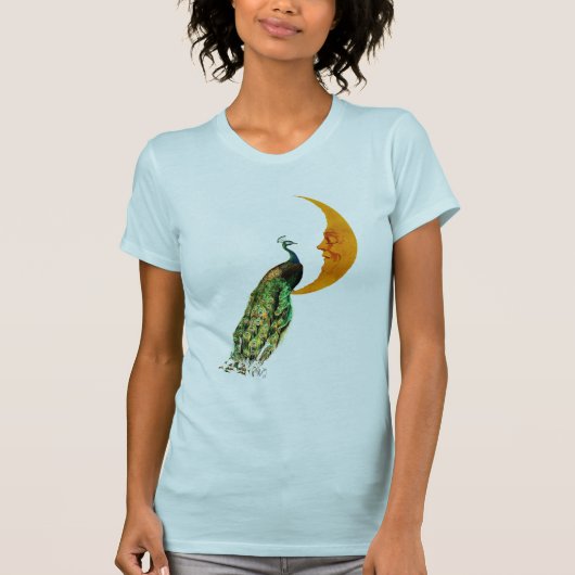 Peacock op de maan t-shirt (Voorkant)