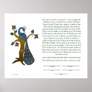 Peacock op een boom (B) - Ketubah Poster