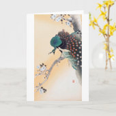 Peacock op een Cherry Blossom Tree, Ohara Koson Kaart (Gele Bloem)