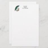 Peacock op een Tak die Papier schrijft (Voorkant / Achterkant)