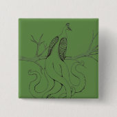 Peacock op een tak vierkante button 5,1 cm (Voorkant)