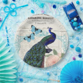 Peacock op Franse Ephemera Collage Papieren Bordje (Feest)