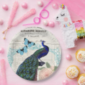 Peacock op Franse Ephemera Collage Papieren Bordje (Feest)