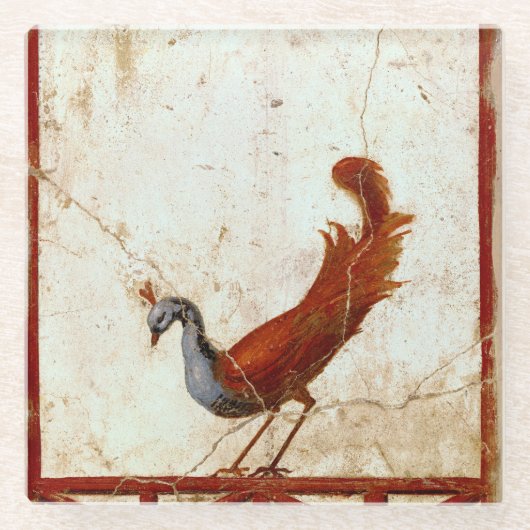 Peacock op Fresco Ancient Roman Antiek schilderen Glazen Onderzetter (Voorkant)