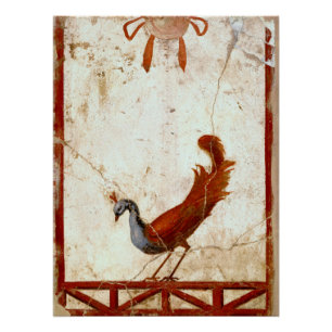 Peacock op Fresco Ancient Roman Antiek schilderen Poster