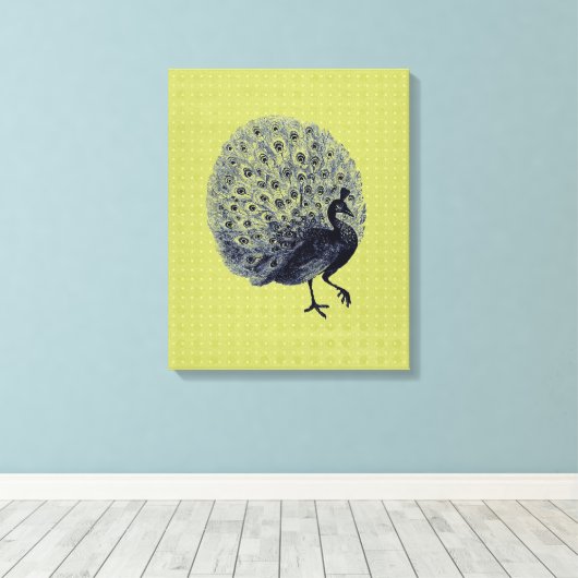  Peacock op groen - omhuld Canvas Afdruk (Insitu (Houten vloer))