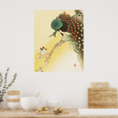 Peacock op kersenbloesemboom poster (Keuken)