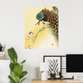 Peacock op kersenbloesemboom poster (Thuiskantoor)