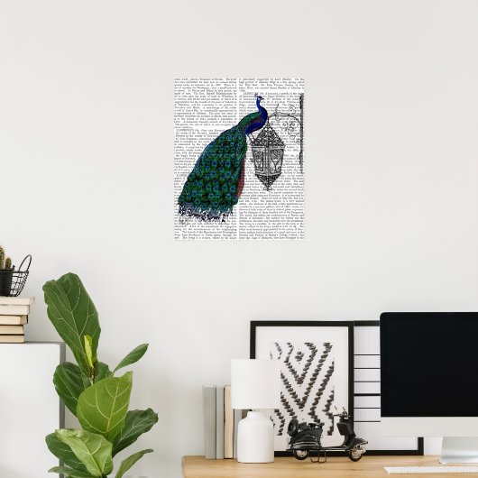 Peacock op lamp poster (Thuiskantoor)