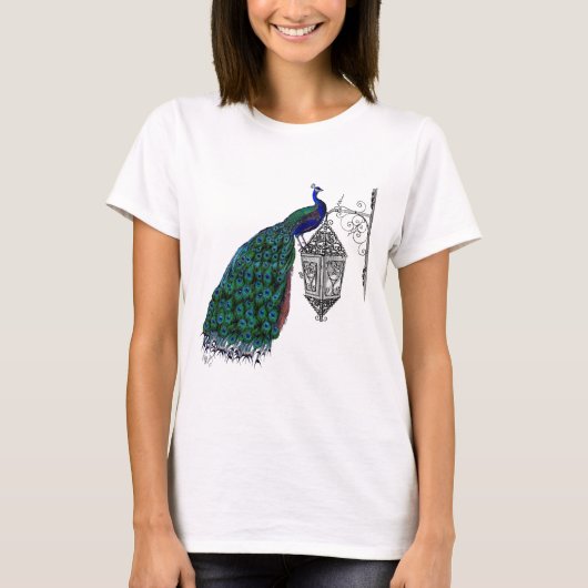 Peacock op lamp t-shirt (Voorkant)