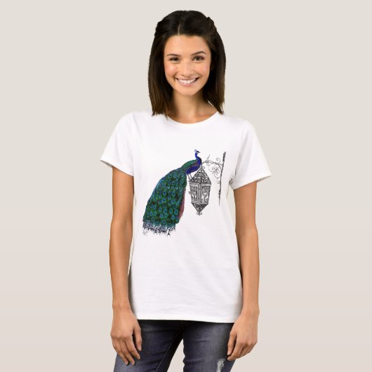 Peacock op lamp t-shirt (Voorkant volledig)