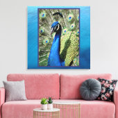 Peacock op oceaanachtergrond canvas afdruk (Insitu (Woonkamer))