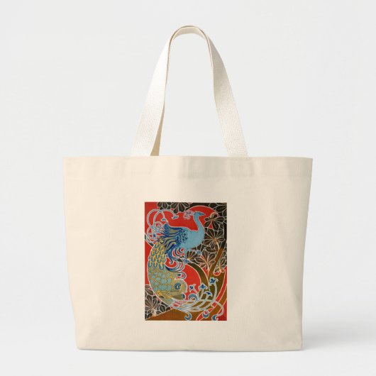 Peacock op rood grote tote bag (Voorkant)