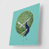 Peacock Open Fan Vierkante Klok (Hoek)