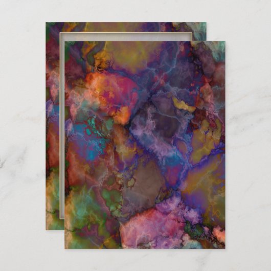 Peacock Ore Chalcopyriet Marble Kaart (Voorkant / Achterkant)