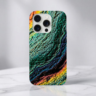 Peacock Ore Vibe Iridescent Teal Green Gold Oil iPhone 15 Pro Case