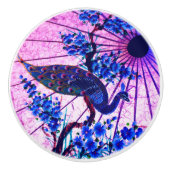 Peacock oriental parasol japanese kersenbloesem keramische knop (Voorkant)