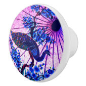 Peacock oriental parasol japanese kersenbloesem keramische knop (Rechts)