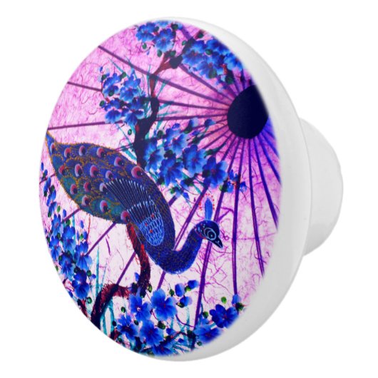 Peacock oriental parasol japanese kersenbloesem keramische knop (Rechts)