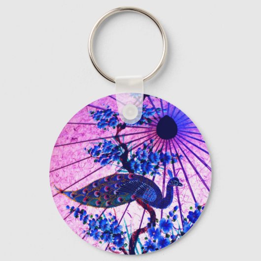 Peacock oriental parasol japanese kersenbloesem sleutelhanger (Voorkant)