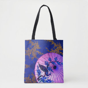 Peacock oriental parasol japanese kersenbloesem tote bag
