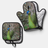Peacock Ovenwant & Pannenlap Set (Voorkant / Achterkant)