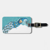 Peacock over Blauwgroen illustratie Bagagelabel (Voorkant horizontaal)