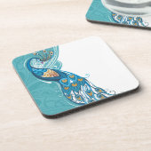 Peacock over Blauwgroen illustratie Bier Onderzetter (Linkerzijde)