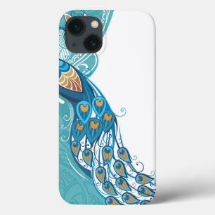 Peacock over Blauwgroen illustratie Case-Mate iPhone Case