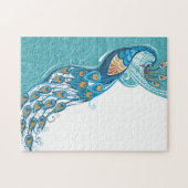 Peacock over Blauwgroen illustratie Legpuzzel (Horizontaal)