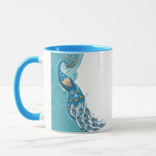 Peacock over Blauwgroen illustratie Mok (Links)