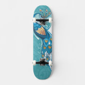 Peacock over Blauwgroen illustratie Persoonlijk Skateboard (Voorkant)