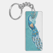Peacock over Blauwgroen illustratie Sleutelhanger (Voorkant Links)