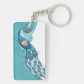 Peacock over Blauwgroen illustratie Sleutelhanger (achterkant)