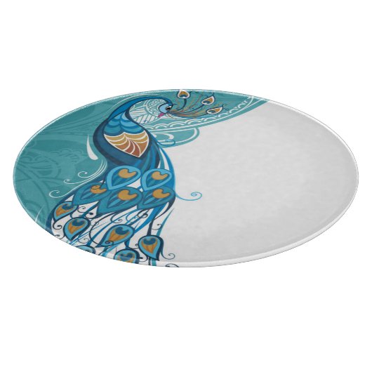 Peacock over Blauwgroen illustratie Snijplank (Hoek)