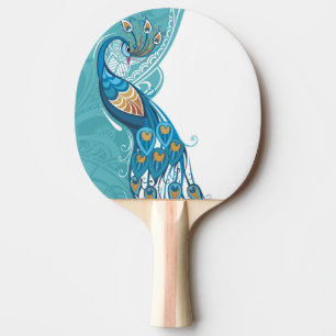 Peacock over Blauwgroen illustratie Tafeltennisbatje