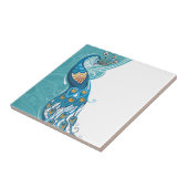 Peacock over Blauwgroen illustratie Tegeltje (Zijkant)