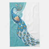 Peacock over Blauwgroen illustratie Theedoek (Verticaal)
