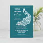 Peacock over Blauwgroen stijlvol kunstdecoontwerp Kaart (Staand voorkant)